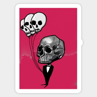 Skull Suit Holding Balloons Sticker